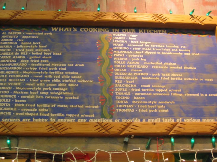 Food Court Menu, Phoenix Ranch Market, 5833 South Central Avenue, Phoenix, Arizona