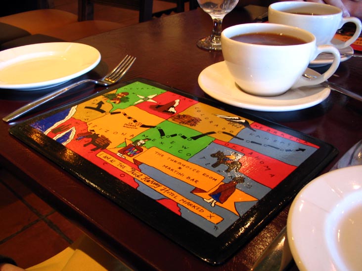 Placemat, The Turquoise Room, La Posada Hotel, 303 East 2nd Street, Winslow, Arizona