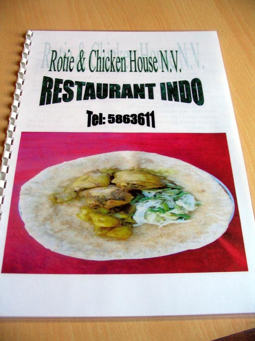 Menu, Indo Restaurant, Noord 17, Aruba