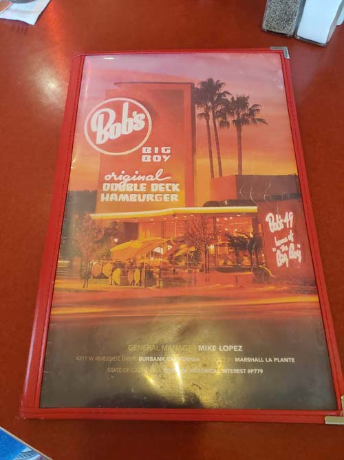 Menu, Bob's Big Boy, Burbank, California, August 3, 2025