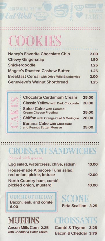 Menu, Short Cake, Stall 316, Farmers Market, 6333 West 3rd Street at Fairfax, Los Angeles, California