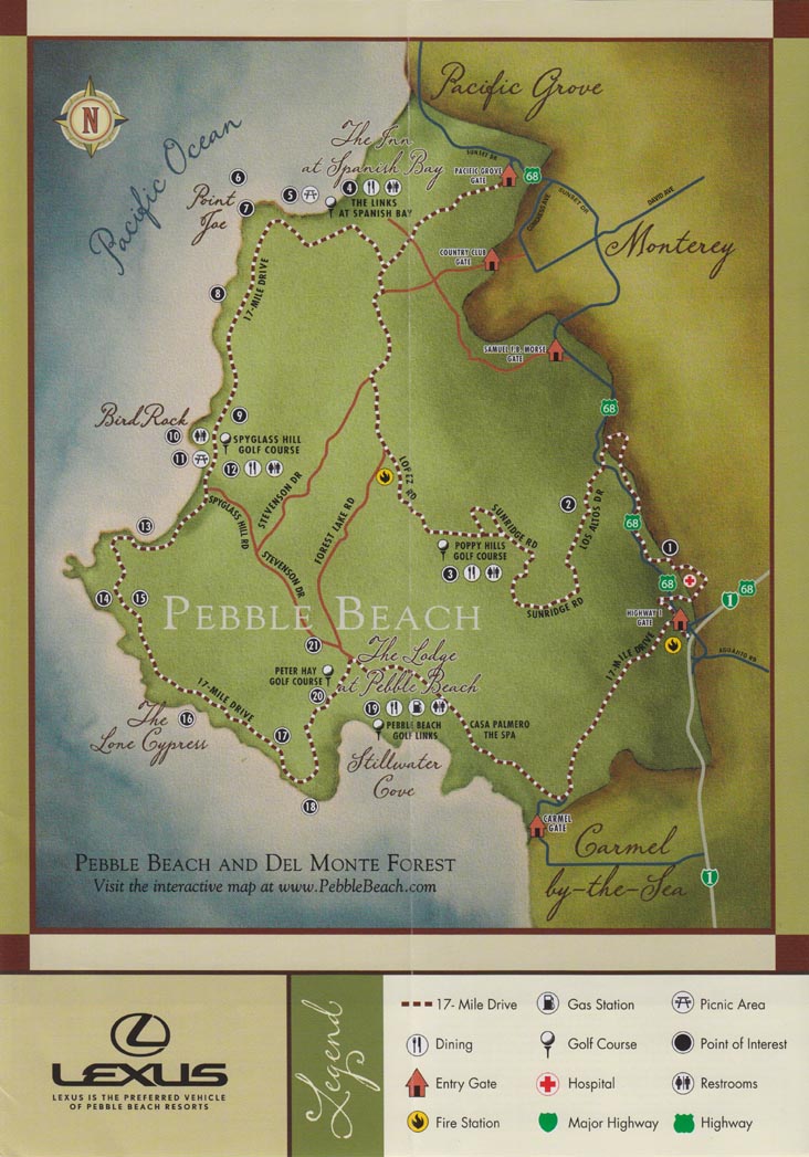 17-Mile Drive Pebble Beach and Del Monte Forest Map