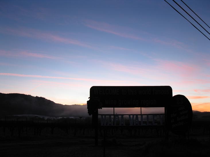 Welcome To Napa Valley Sign, Highway 29 Near Peterson Drive, Calistoga, California, March 15, 2010