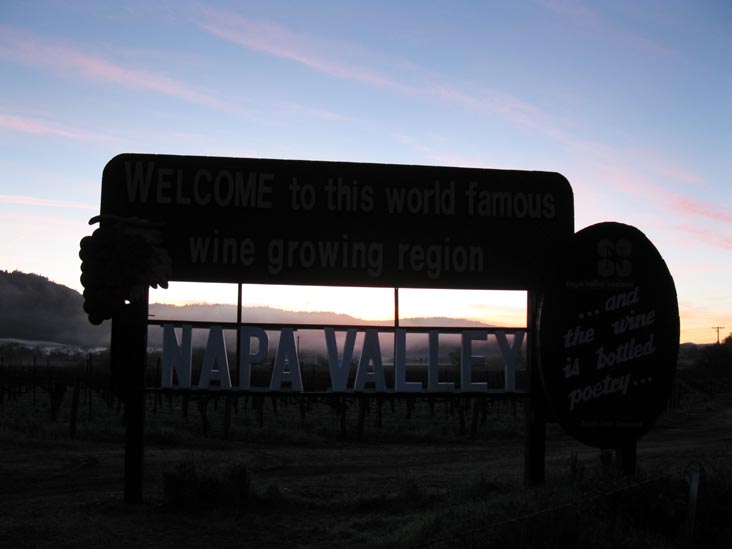 Welcome To Napa Valley Sign, Highway 29 Near Peterson Drive, Calistoga, California, March 15, 2010