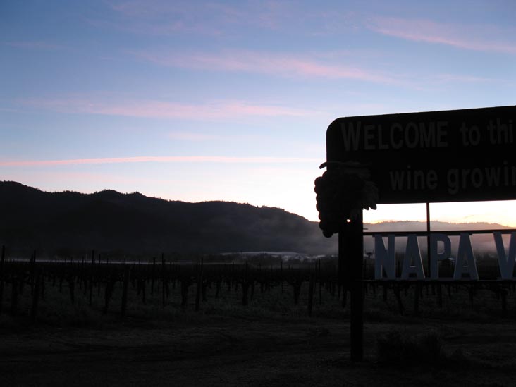 Welcome To Napa Valley Sign, Highway 29 Near Peterson Drive, Calistoga, California, March 15, 2010