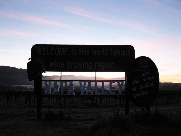Welcome To Napa Valley Sign, Highway 29 Near Peterson Drive, Calistoga, California, March 15, 2010