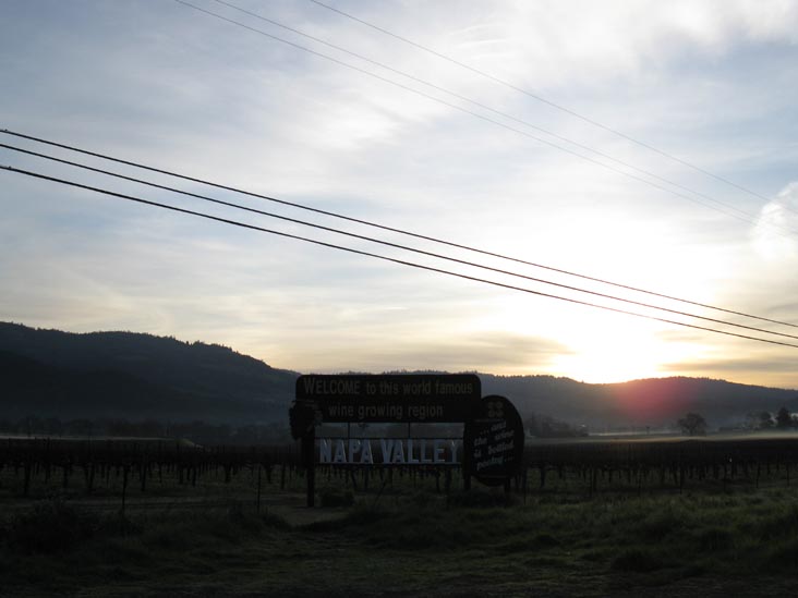 Welcome To Napa Valley Sign, Highway 29 Near Peterson Drive, Calistoga, California, March 16, 2010