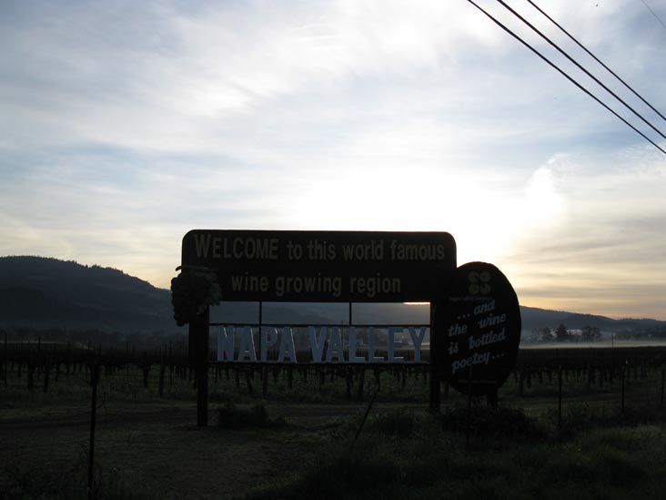 Welcome To Napa Valley Sign, Highway 29 Near Peterson Drive, Calistoga, California, March 16, 2010