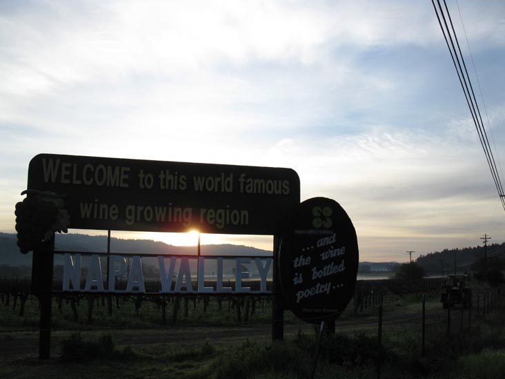 Welcome To Napa Valley Sign, Highway 29 Near Peterson Drive, Calistoga, California, March 16, 2010