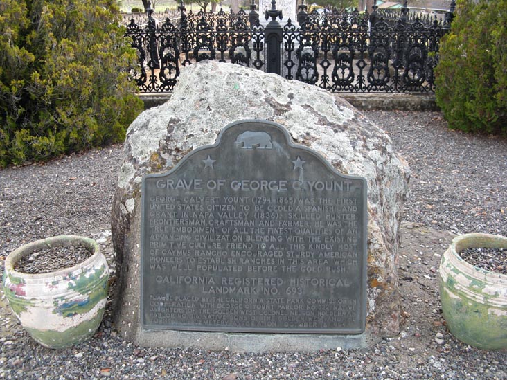 Historical Marker, George C. Yount Grave, George C. Yount Pioneer Cemetery, Yountville, California