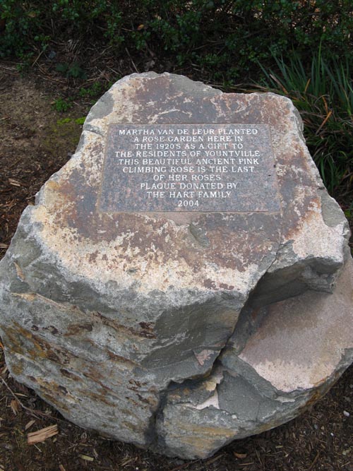 Rose Garden Boulder, Van de Leur Park, Washington Street, Yountville, California