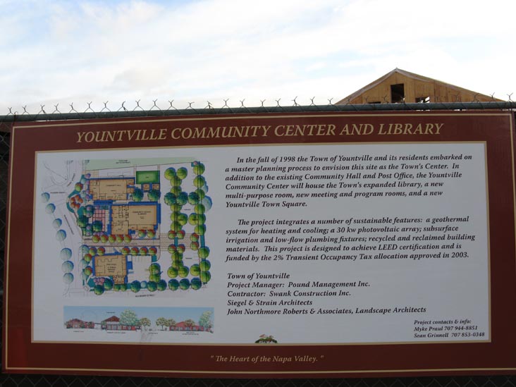Yountville Community Center and Library, Washington Street and Mulberry Street, NE Corner, Yountville, California
