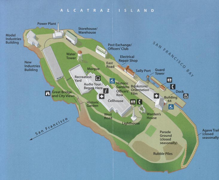 Map, Alcatraz Island, San Francisco, California