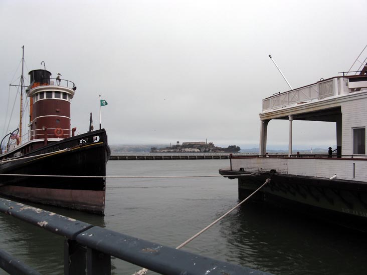 Alcatraz Island From Hyde Street Pier, San Francisco Maritime National Historical Park, Fisherman's Wharf, San Francisco, California