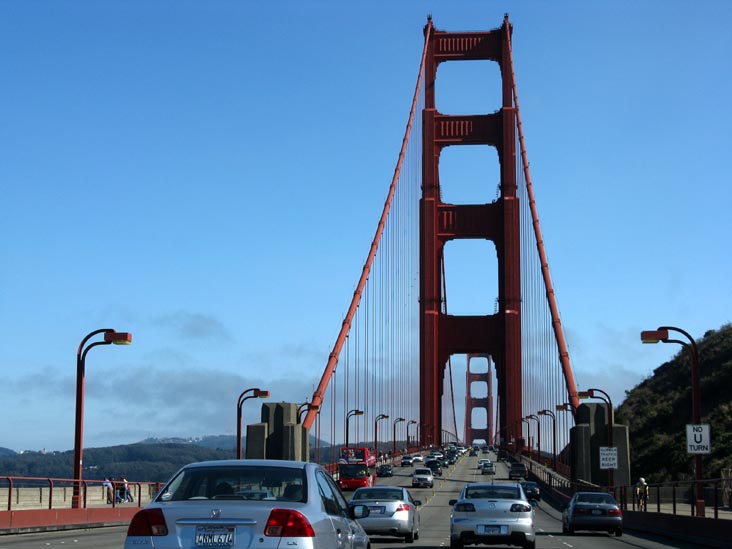 Driving Southbound On Golden Gate Bridge, San Francisco, California