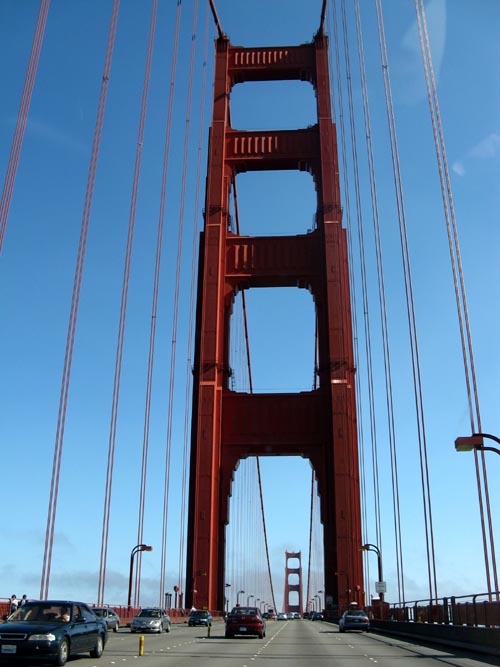 Tower, Driving Southbound On Golden Gate Bridge, San Francisco, California