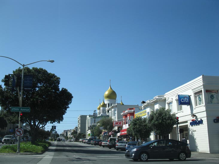 Looking West Down Geary Boulevard From 25th Avenue, Richmond District, San Francisco, California