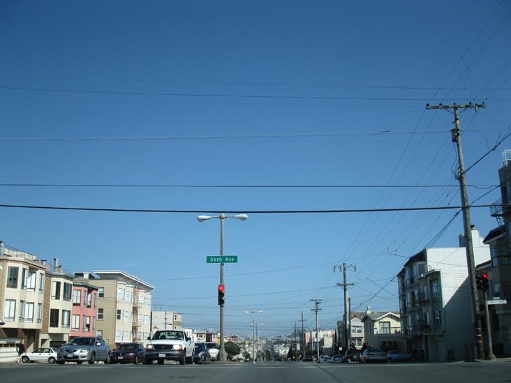 Looking East Down Geary Boulevard From 36th Avenue, Richmond District, San Francisco, California