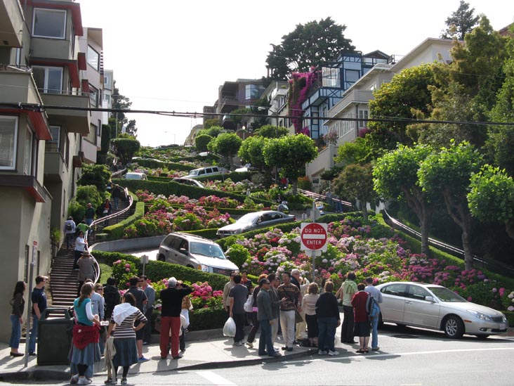 Looking West Up Lombard Street From Leavenworth Street, Russian Hill, San Francisco, California