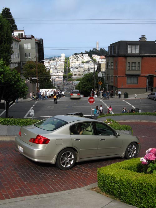 Looking East Down Lombard Street From Leavenworth Street, Russian Hill, San Francisco, California