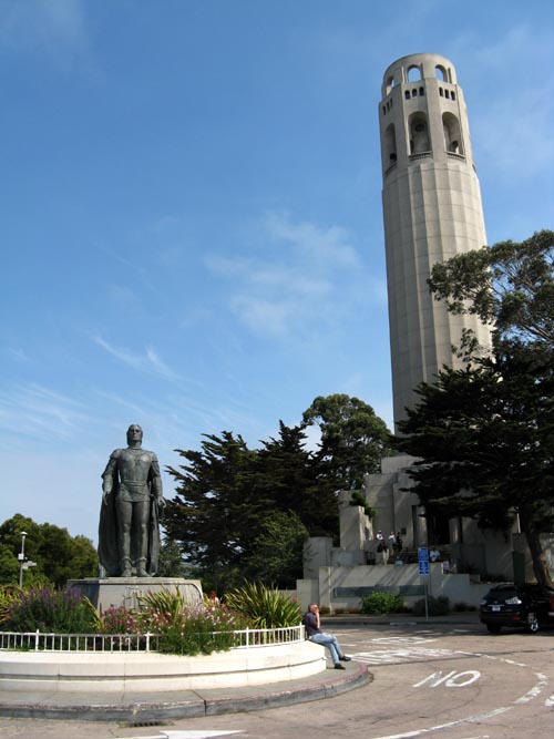 Columbus Statue, Coit Tower, Pioneer Park, Telegraph Hill, San Francisco, California, June 29, 2008