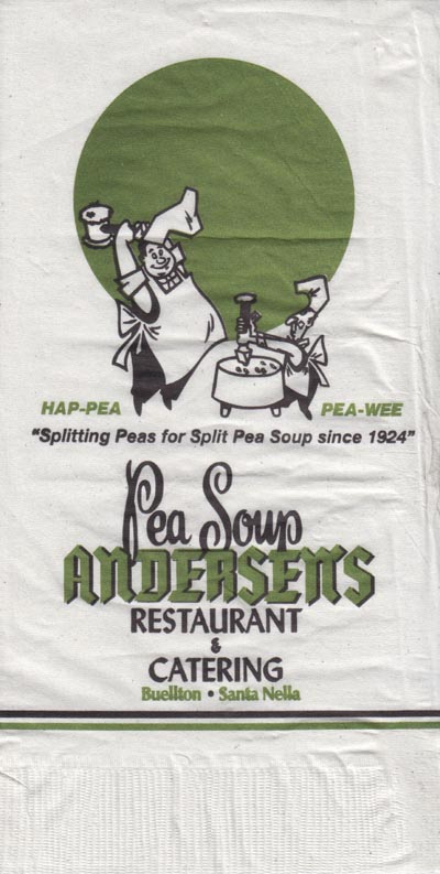 Napkin, Pea Soup Andersen's, Buellton, California