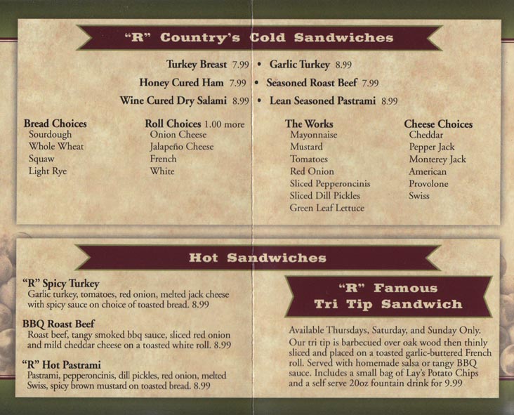 Menu, R-Country Market, 2948 Grand Avenue, Los Olivos, California