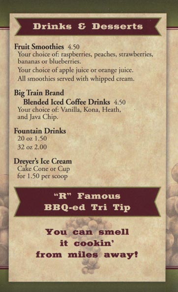 Menu, R-Country Market, 2948 Grand Avenue, Los Olivos, California