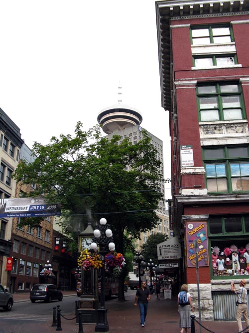 Harbour Centre Tower From Water Street and Cambie Street, NW Corner, Gastown, Downtown Eastside, Vancouver, BC, Canada
