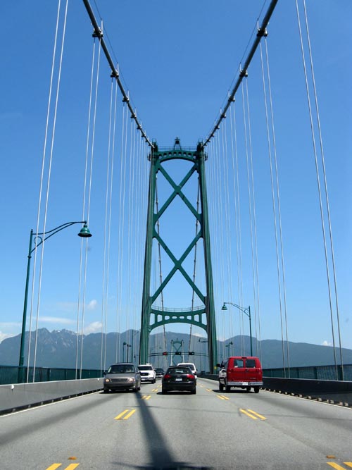 Lions Gate Bridge Driving Northbound, Vancouver, BC, Canada