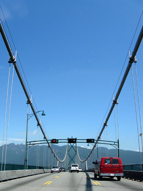 Lions Gate Bridge Driving Northbound, Vancouver, BC, Canada