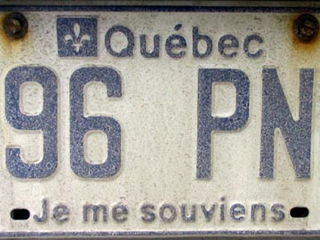 License Plate, Quebec, Canada