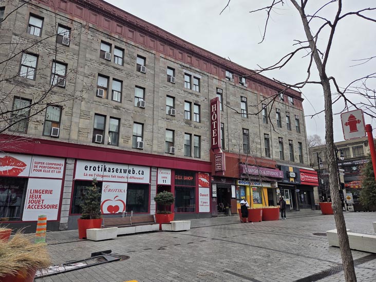 Rue Sainte-Catherine Ouest at Boulevard Saint-Laurent, Montr&eacute;al, Canada, April 5, 2026