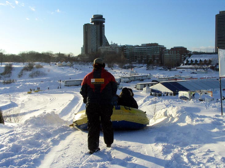 Snow Rafting (Rafting sur neige), Place Desjardins, Carnaval de Québec (Quebec Winter Carnival), Québec City, Canada