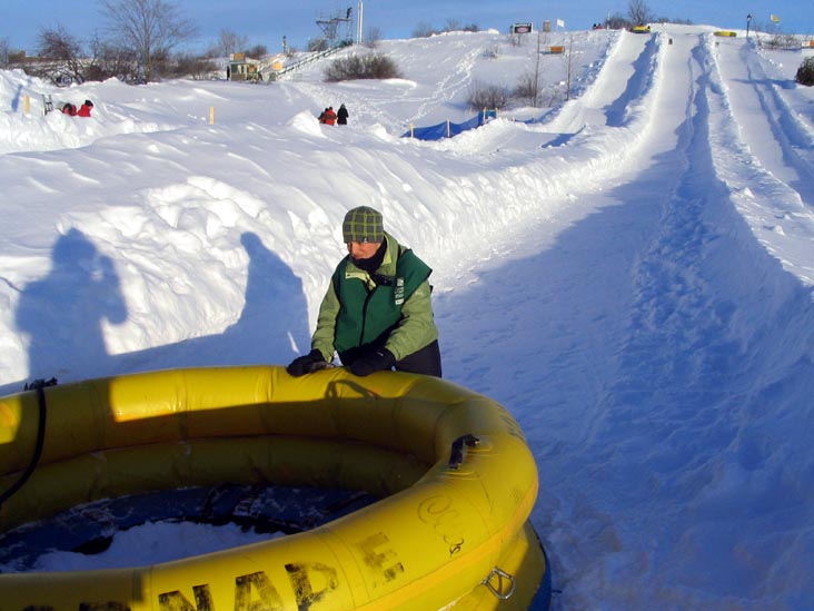 Snow Rafting (Rafting sur neige), Place Desjardins, Carnaval de Québec (Quebec Winter Carnival), Québec City, Canada