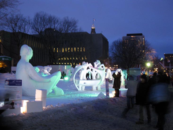 TELUS International Snow Sculpture Event, Place Desjardins, Plains of Abraham, 2010 Carnaval de Québec (Quebec Winter Carnival), Québec City, Canada, February 13, 2010