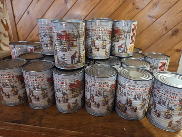 Maple Syrup Cans, Cabane à Sucre Constantin Grégoire, Saint-Esprit, Canada, April 7, 2026