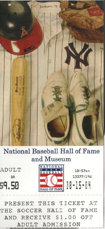 National Baseball Hall of Fame and Museum Ticket Stub