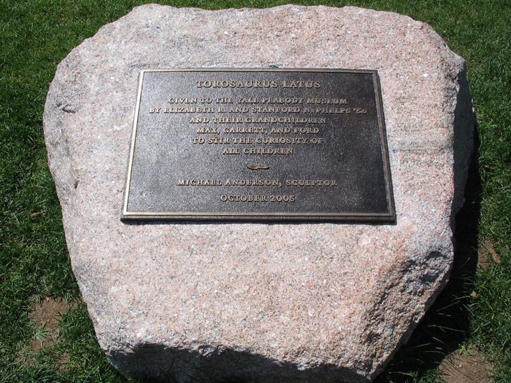 Torosaurus Latus Sculpture Plaque, Yale Peabody Museum, 170 Whitney Avenue, New Haven, Connecticut, July 14, 2006