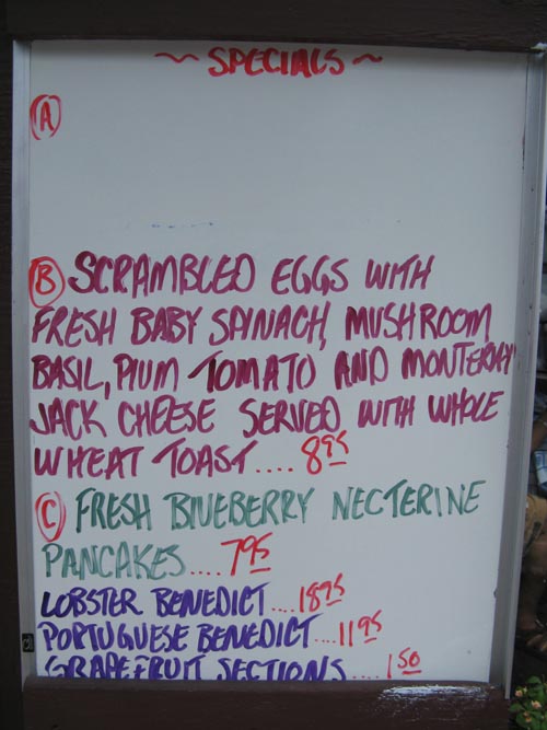 Specials, White Board, Kitchen Little, 135 Greenmanville Avenue, Mystic, Connecticut