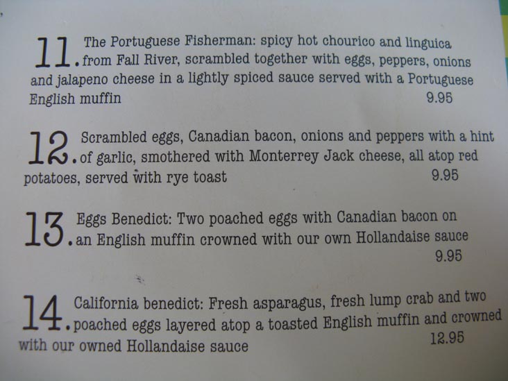 Menu, Kitchen Little, 135 Greenmanville Avenue, Mystic, Connecticut