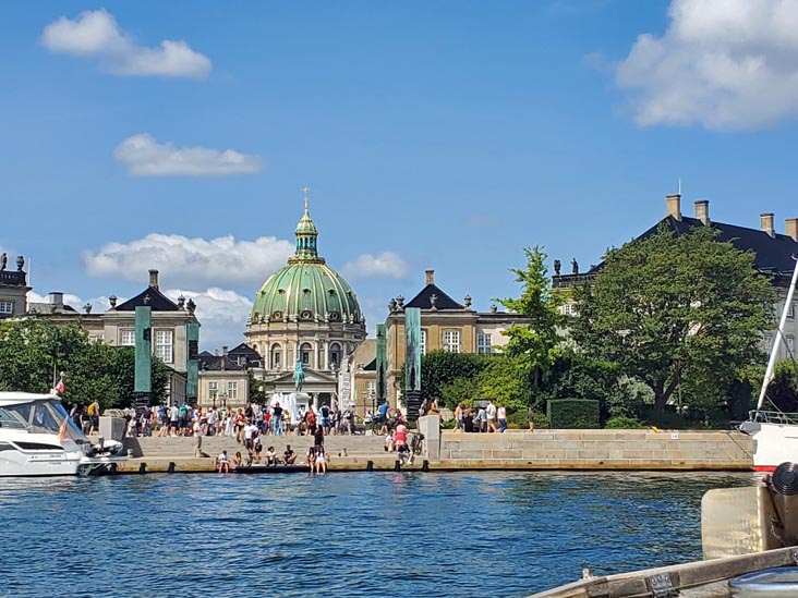 Frederiks Kirke and Amalienborg Palace From Inner Harbor, Netto-Bådene Boat Tour, Copenhagen, Denmark, July 28, 2025