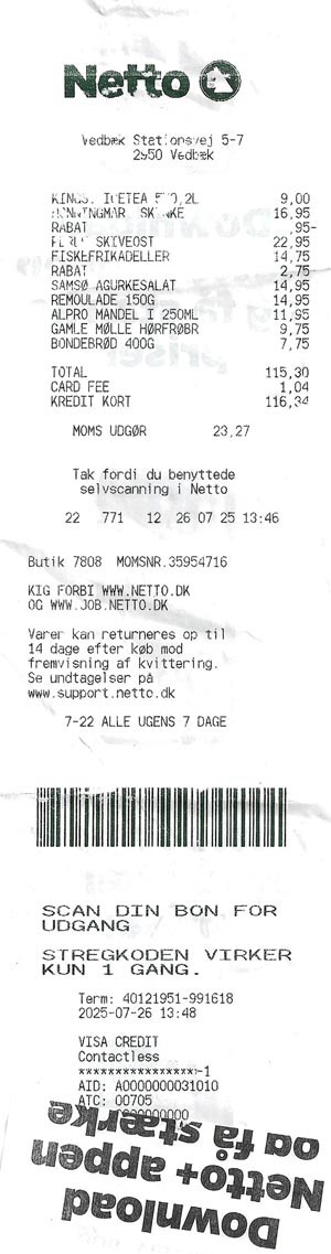 Receipt, Netto, Vedbæk, Denmark