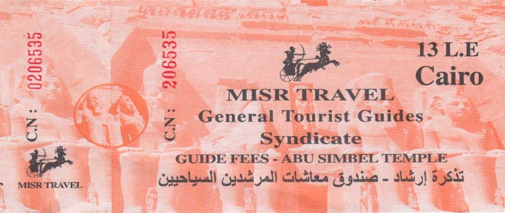 Abu Simbel Guide Fees Ticket, Abu Simbel, Egypt
