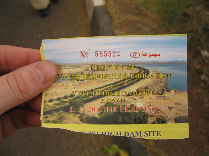 Ticket, Aswan High Dam, Aswan, Egypt