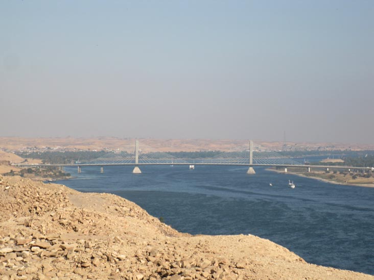 Aswan Bridge and Nile River From Hill Near Nubian Village, Aswan, Egypt