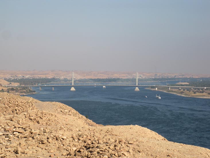 Aswan Bridge and Nile River From Hill Near Nubian Village, Aswan, Egypt