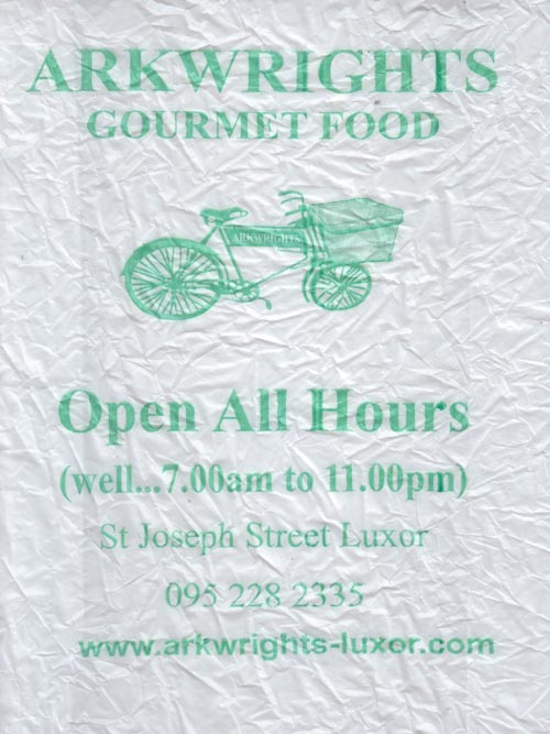 Bag, Arkwrights Gourmet Food, St. Joseph Street, Luxor, Egypt