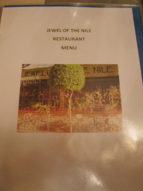 Menu, Jewel of the Nile Restaurant, Al Rawda Al Sharifa, Luxor, Egypt