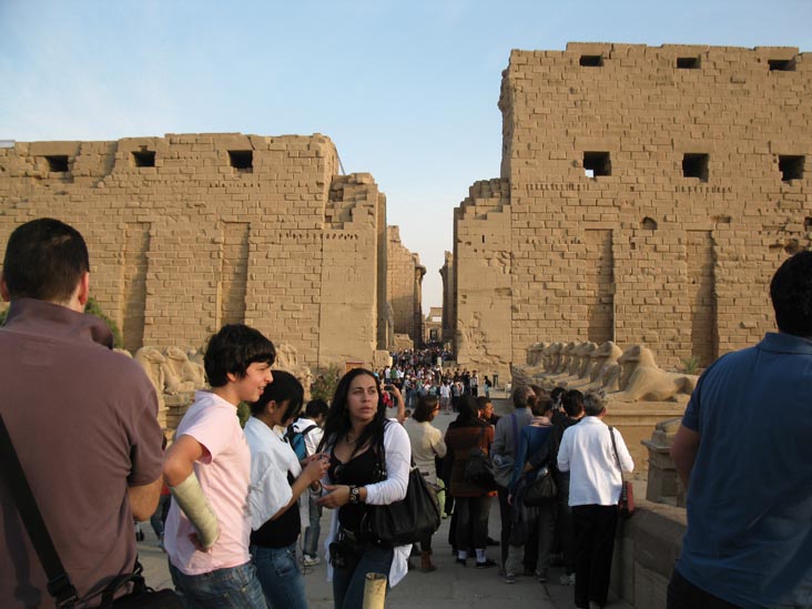 Sphinxes and First Pylon, Temple of Amun, Karnak Temple Complex, Luxor, Egypt